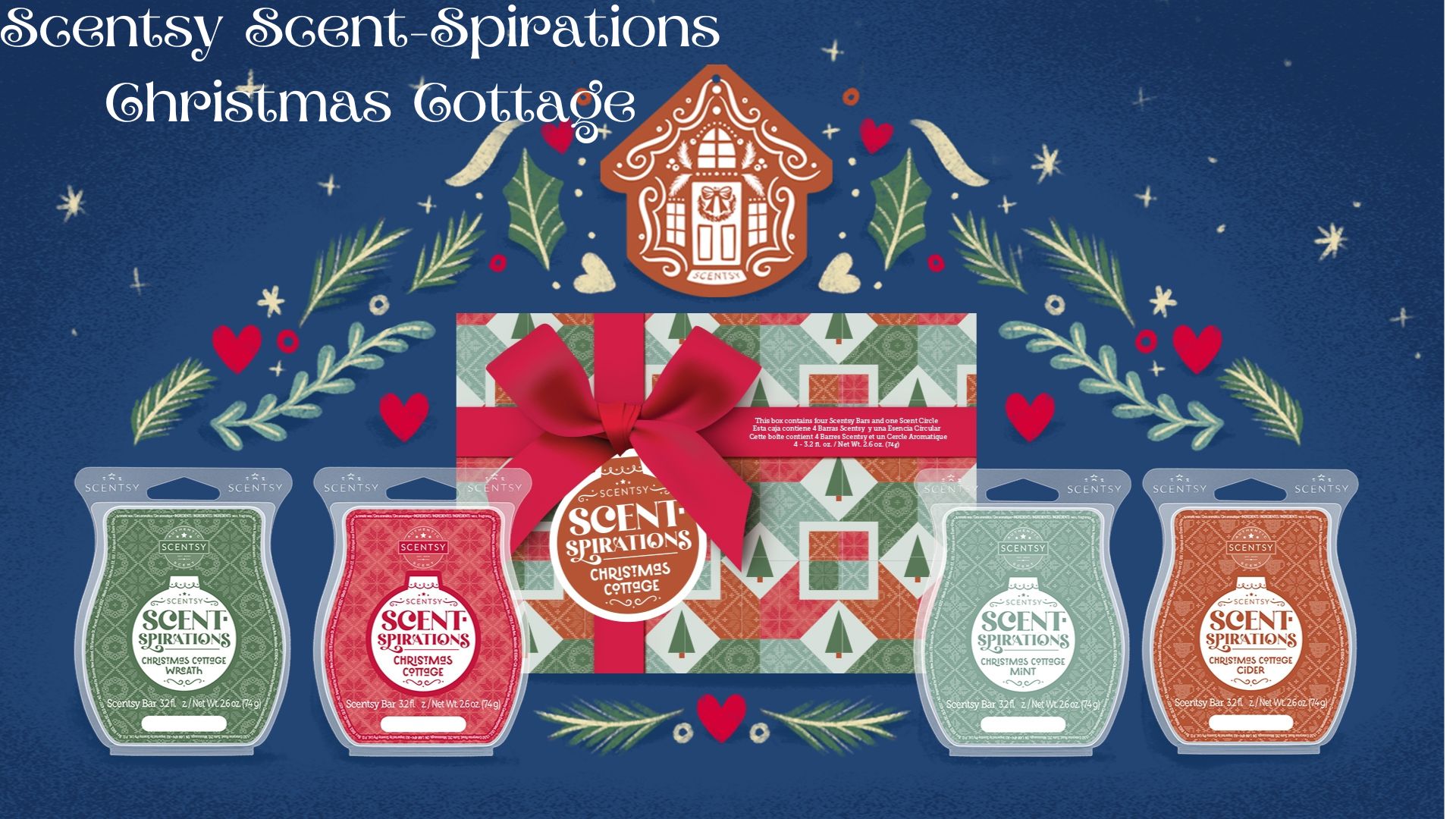 Scentsy Season's Greetings: Christmas Cottage, Very Snowy Spruce, Cinnamon  Bear Wickless Candle Wax 3.2 Oz Bar 3-Pack 