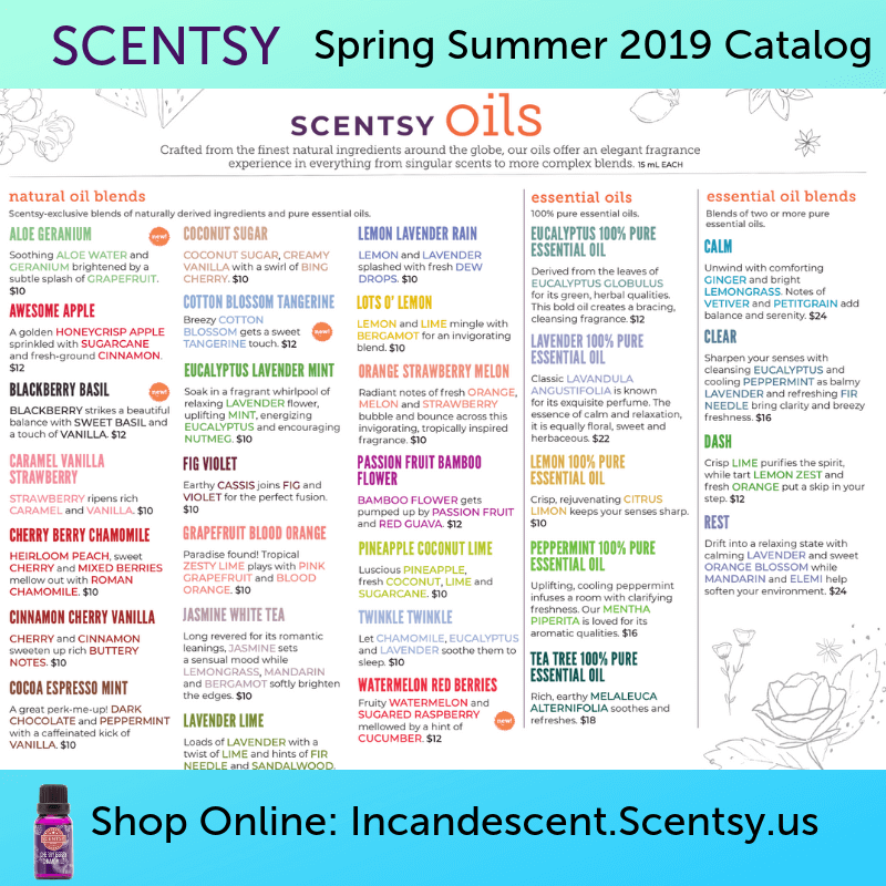 Scentsy Spring Summer 2019 Catalog Oils