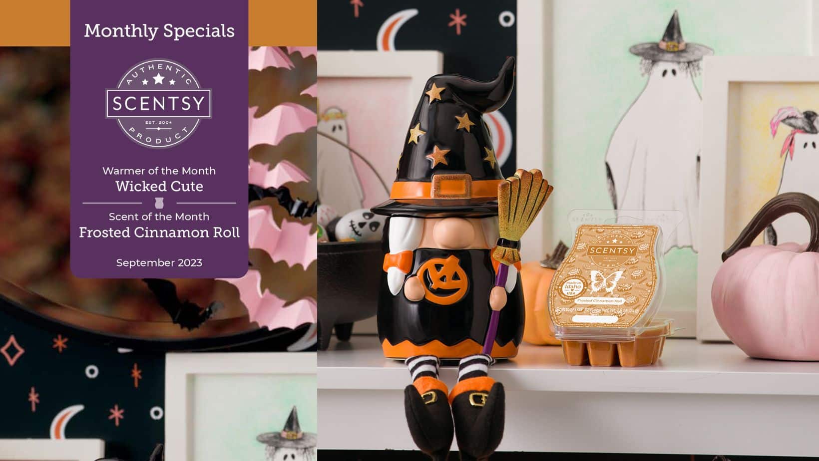 Scentsy September 2023 Warmer & Scent of the Month | Wicked Cute Gnome + Frosted Cinnamon Roll