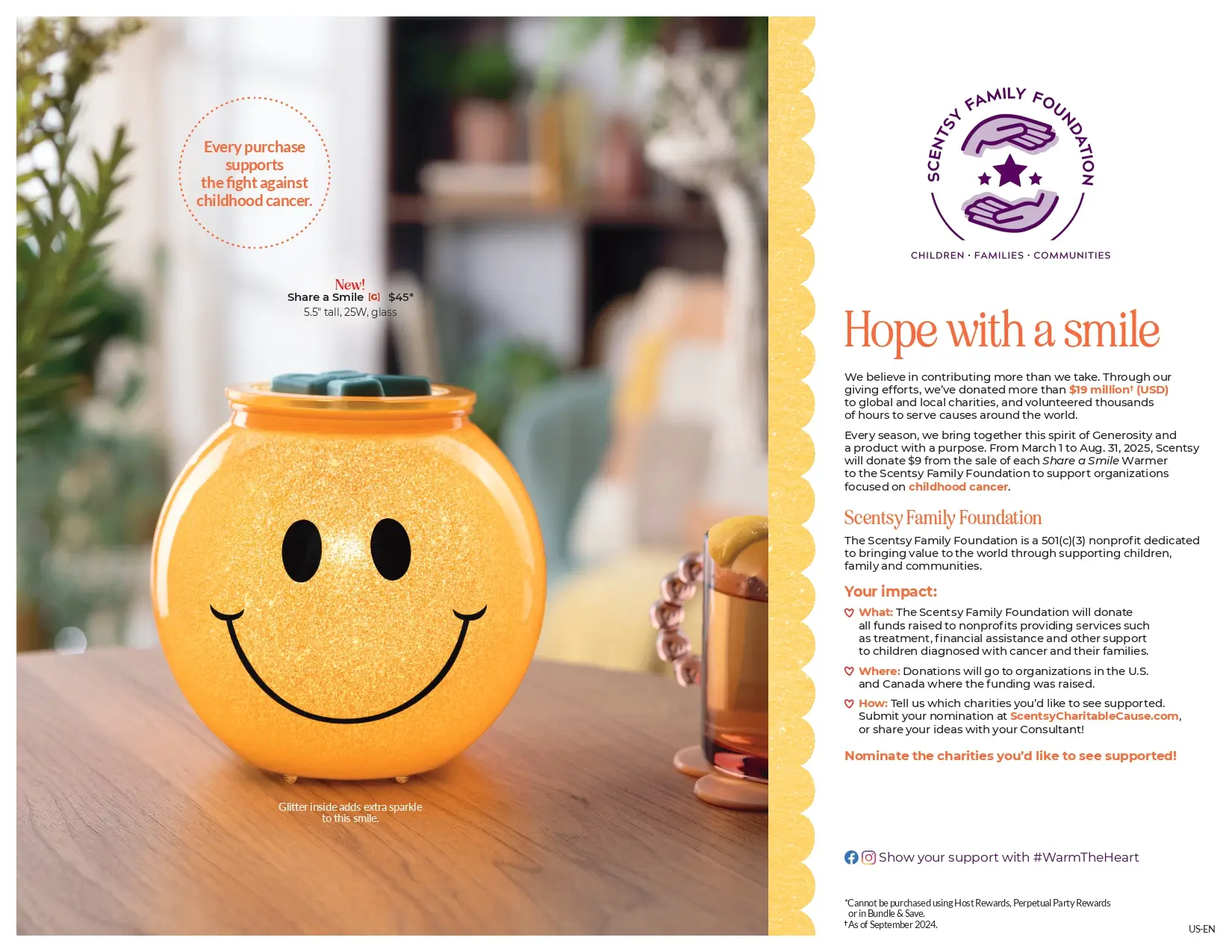Charitable Cause Share a Smile Scentsy Warmer | Spring Summer 2025 Catalog
