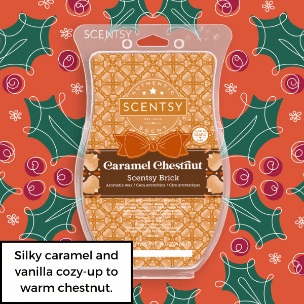 Silky caramel and vanilla cozy up to warm chestnut