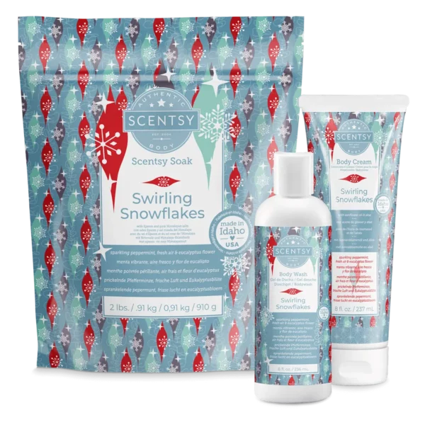 Swirling Snowflakes Scentsy Bath Soak & Body Care Bundle