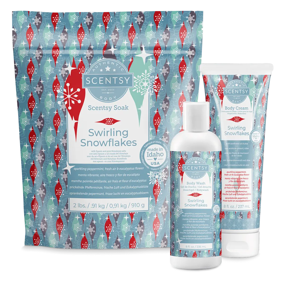 Swirling Snowflakes Scentsy Bath Soak & Body Care Bundle