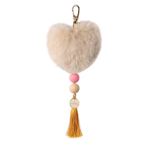 Taupe Heart Scentsy Bag Charm Clip with Vanilla Bean Buttercream