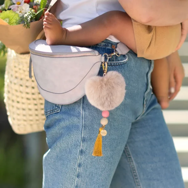 Taupe Heart Scentsy Bag Charm Clip with Vanilla Bean Buttercream