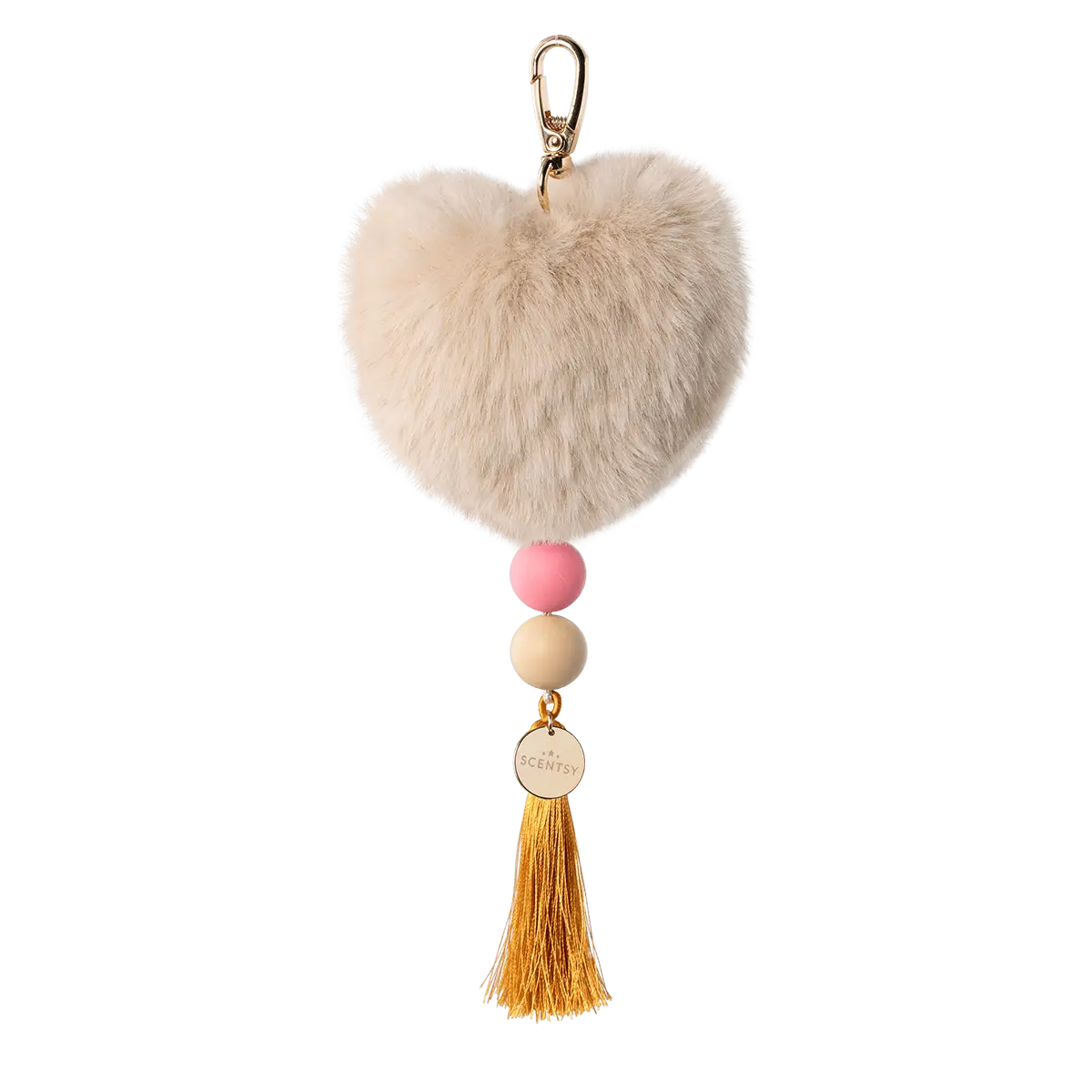 Taupe Heart Scentsy Bag Charm Clip with Vanilla Bean Buttercream