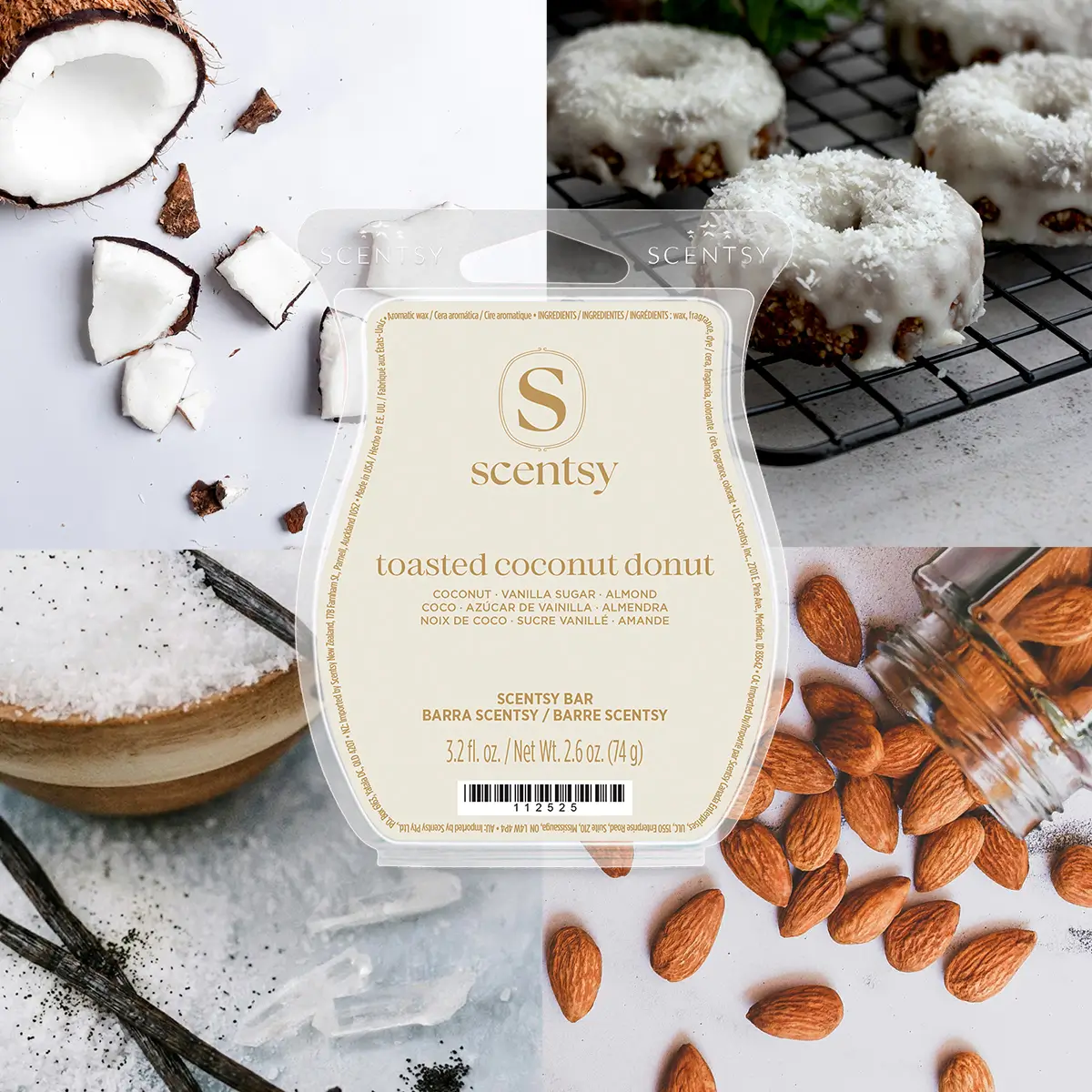 Toasted Coconut Donut Scentsy Bar - Stylized Oh, So Sweet Donut Scentsy Wax Bar 3 Pack