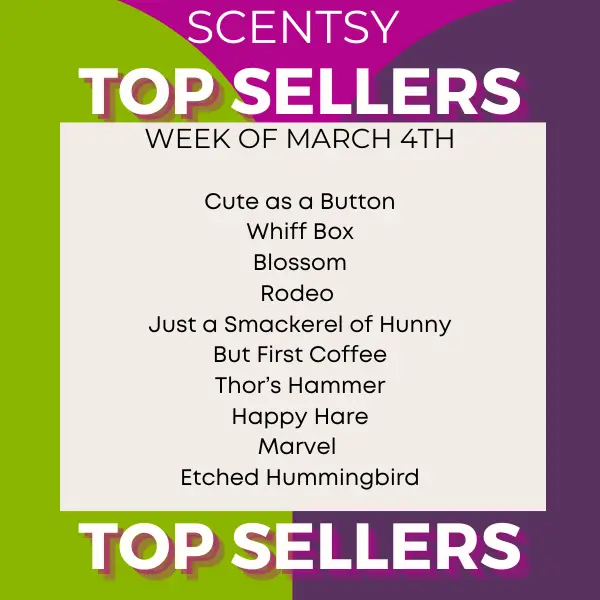 Scentsy Top Sellers - Week of March 4, 2024