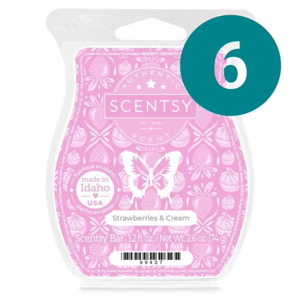 Strawberries & Cream Scentsy 6 Bar Wax Bundle