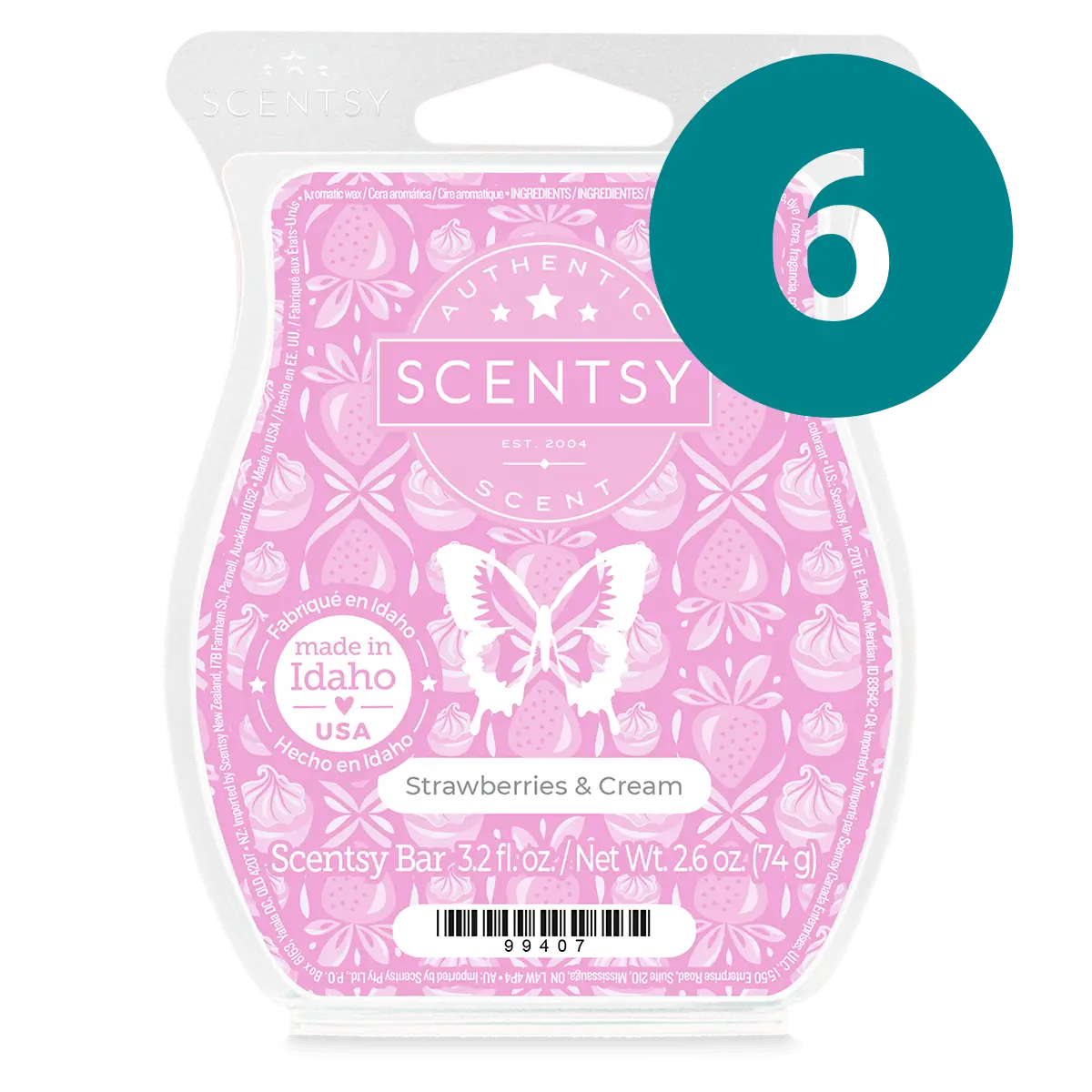 Strawberries & Cream Scentsy 6 Bar Wax Bundle