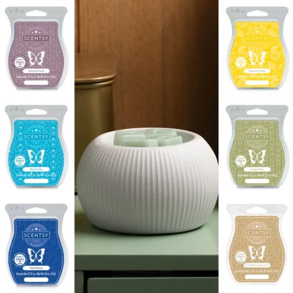 White Fluted Scentsy Warmer & Wax Bundle