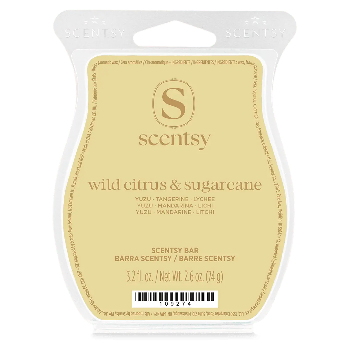 Wild Citrus &Amp; Sugarcane Scentsy Bar (1) Wild Citrus & Sugarcane Scentsy Wax Bar
