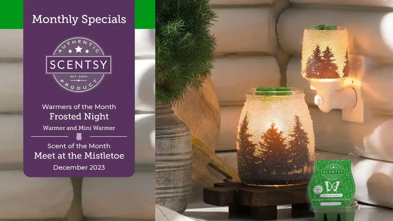 Scentsy December 2023 Warmers & Scent of the Month | Frosted Night & Meet at the Mistletoe