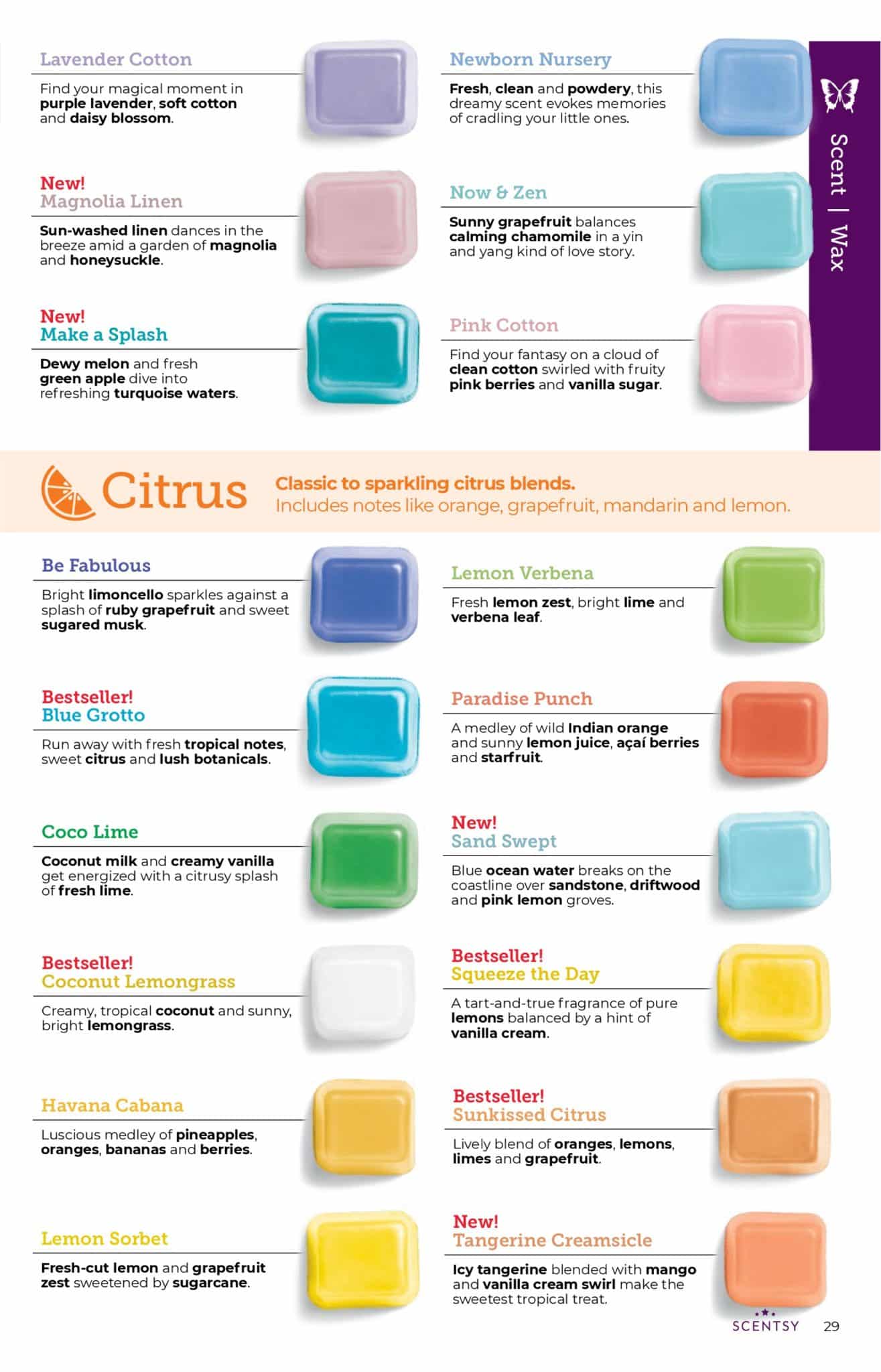 Scentsy Complete Scent List for 2021 Spring Summer Incandescent