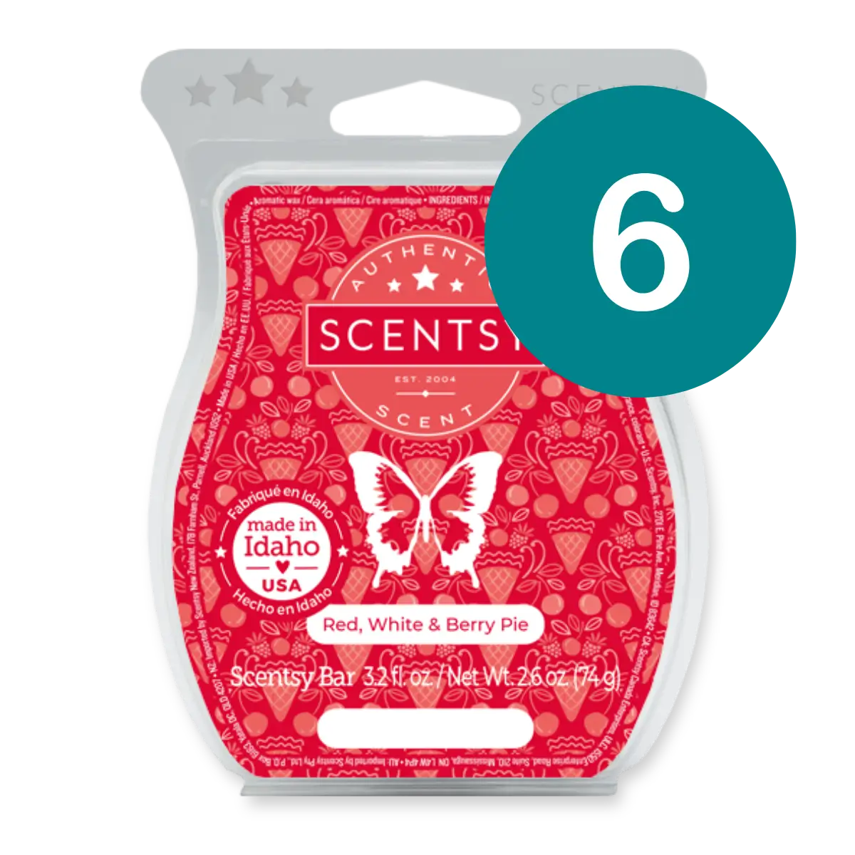 Red, White & Berry Pie Scentsy 6 Bar Bundle